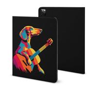 Custodia per tablet con bassotto che suona la chitarra, compatibile con iPad Pro 2021 (11 pollici), custodia protettiva per tablet con accensione e spegnimento automatico