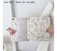 Custodia per tablet con motivo floreale e fiocco rosa da 1 pezzo - Elegante design vintage, supporto pieghevole e cover traslucida antiurto, con portapenne compatibile con iPad 10.9/10.2/Air 5a genera