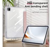 Custodia per tablet in acrilico trasparente a 3 ante con glitter, in oro rosa di alta qualità, finitura opaca con glitter, supporto a 3 ante, slot per penna integrato, cover posteriore in acrilico ad