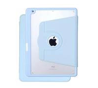 custodia per tablet ipad da 10,2 pollici, custodia rigida trasparente girevole a 360 gradi con slot per penna, tablet Apple da 10,2 pollici, materiale acrilico（cielo blu）