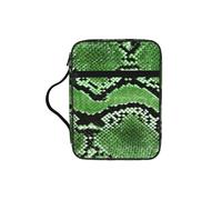 Custodia per tablet leggera con stampa in pelle di serpente verde, borsa per trucchi e matite, per chiesa, scuola, viaggi
