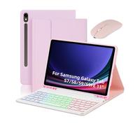 Custodia per tablet tastiera Bluetooth e kit per Galaxy Tab S7 S8 S9 S9FE 11 con slot retroilluminato supporto modello protettivo ricaricabile lunga durata della batteria staccabile multi angolo