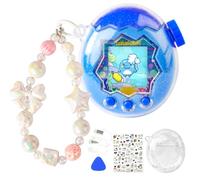 Custodia per Tamagotchi Paradise Electronic Pet - 2 pellicole protettive in PC antiurto con stelle bianche perline cinturino da polso per Tamagotchi Paradise Sleeve Toy (glitter trasparente)