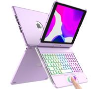 Custodia per tastiera iPad 10.2 per iPad 9th Gen 2020 -360° Flip Custodia rigida sottile Custodia per tastiera wireless Bluetooth con 7 retroilluminazione Auto Sleep/Wake per iPad 9/8/7/6th Gen(viola)