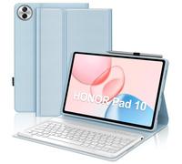 Custodia per tastiera per Honor Pad 10 12.1" 2025 con touchpad multipoint e retroilluminazione 7 colori Keyboard, custodia tastiere AZERTY francese rimovibile Bluetooth per Honor Pad 10 5G/Wi-Fi, blu