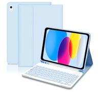 Custodia per tastiera per iPad 10/11a generazione 10.9" 2022/11a generazione 11 pollici 2025, custodia per tastiera Bluetooth magnetica con porta matita, AZERTY Layout per iPad 10eme/11eme, blu