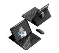 Custodia per tastiera per iPad 9a 8a 7a generazione 10,2 pollici, con mouse rotante a 360°, verticale, orizzontale, magnetica, staccabile, custodia a libro con supporto per penna integrato (nero