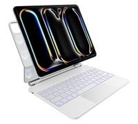 Custodia per tastiera per iPad Pro 11 pollici M4 2024, retroilluminazione a 7 colori, touchpad multi-touch, design magnetico galleggiante, AZERTY, bianco