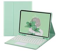 Custodia per tastiera per iPad Pro da 12,9", 5a quarta generazione con touchpad, con tastiera a forma di chiave rotonda e rimovibile, colore: verde menta