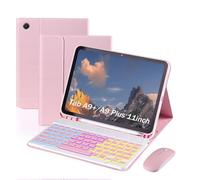 Custodia per tastiera per Samsung Galaxy Tab A9+/A9 Plus11inch - Retroilluminazione a 3 colori, 2023 - con custodia S Pencil Holder e mouse Tastiera staccabile (rosa)