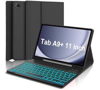 Custodia per tastiera per Samsung Galaxy Tab A9 Plus 5G 11 pollici 2023, 7 colori retroilluminata staccabile wireless Bluetooth copertura della tastiera con supporto S penna, auto sleep/wake (nero)