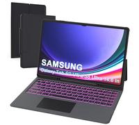 Custodia per tastiera per Samsung Galaxy Tab S10 Ultra/S9 Ultra/S8 Ultra 14,6" - 7 colori retroilluminati Tablet Cover Wireless con Touchpad - Tab S9 Ultra AZERTY francese Tastiera, Nero