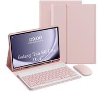 Custodia per tastiera per Samsung Galaxy Tab S6 Lite 10,4" 2024, custodia per tablet Samsung S6 Lite, con slot per penna, tastiera Bluetooth wireless rimovibile con mouse, rosa