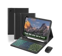 Custodia per tastiera per Samsung Galaxy Tab S6 Lite 10,4 pollici, ultra sottile, con retroilluminazione a 3 colori, tastiera rimovibile con porta penna S e mouse, ideale per viaggi e ufficio mobile
