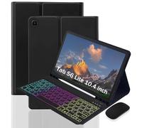 Custodia per tastiera per Samsung Galaxy Tab S6 Lite 10,4 pollici, ultra sottile, con retroilluminazione a 3 colori, tastiera rimovibile con porta penna S e mouse, ideale per viaggi e ufficio mobile