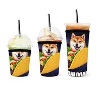 Custodia per tazza da caffè freddo in neoprene isolata, facile da pulire, resistente, con divertente motivo a forma di cane con galassia e spazio, per bevande fredde.