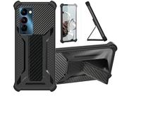Custodia per Tecno Camon 18 Premier Cover Custodia Case Ibrida [Con protezione dello schermo in vetro temperato] [supporto magnetico pieghevole] [resistente alle impronte digitali smerigliato] Nero