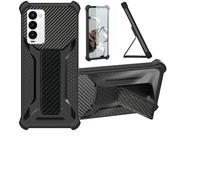 Custodia per Tecno Camon 18p Cover Custodia Case Ibrida [Con protezione dello schermo in vetro temperato] [supporto magnetico pieghevole] [resistente alle impronte digitali smerigliato] Nero
