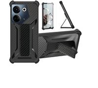 Custodia per Tecno Camon 20 Pro Cover Custodia Case Ibrida [Con protezione dello schermo in vetro temperato] [supporto magnetico pieghevole] [resistente alle impronte digitali smerigliato] Nero