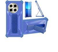 Custodia per Tecno Camon 30 5g Cover Custodia Case Ibrida [Con protezione dello schermo in vetro temperato] [supporto magnetico pieghevole] [resistente alle impronte digitali smerigliato] Blu