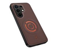 Custodia per Tecno Camon 50 Ultra, ultra sottile con texture in tessuto, anello magnetico integrato, protezione in TPU morbido, compatibile con ricarica wireless per Tecno Camon 50 Ultra-Marrone