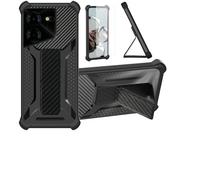 Custodia per Tecno POVA 5 Pro 5G Cover Custodia Case Ibrida [Con protezione dello schermo in vetro temperato] [supporto magnetico pieghevole] [resistente alle impronte digitali smerigliato] Nero