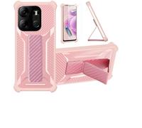 Custodia per Tecno Spark Go 2023 Coque Custodia Case Ibrida [Con protezione dello schermo in vetro temperato] [supporto magnetico pieghevole] [resistente alle impronte digitali smerigliato] Rosa