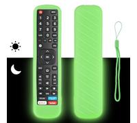 Custodia per telecomando in silicone compatibile con Hisense EN2BI27H EN2BF27H EN2BB27H EN2AK27H TV telecomando copertura protettiva antiurto con cordino (verde fluorescente)