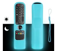 Custodia per telecomando in silicone compatibile con LG AN-MR21GA AN-MR22GA AN-MR23GA AN-MR24GA TV Magia telecomando copertura protettiva antiurto con cordino (blu fluorescente)