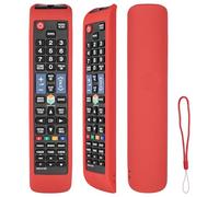 Custodia per telecomando in silicone compatibile con Samsung AA59-00790A AA59-00582A BN59-01198Q BN59-01198C TV telecomando copertura protettiva antiurto con cordino (Rosso)
