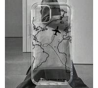 Custodia per telefono antiurto Travel Elements, ideale per viaggi, turismo e design di rotte aeree, con stampa di aerei, con slogan d'amore "My Heart Is Beating With You", compatibile con custodie per
