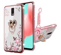 Custodia per telefono Blu View 3, custodia per Blu View 3 da donna con glitter, motivo a farfalla, cuore floreale, in TPU, di lusso, con cinturin