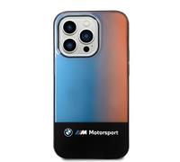 Custodia per telefono BMW per iPhone 14 Pro in nero IML Mid Fading Tricolore, antigraffio PC/TPU, confortevole e durevole custodia rigida con porte accessibili, assorbimento degli urti e logo firma