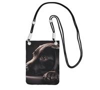 Custodia per telefono cellulare da donna, borsa a portafoglio con tracolla nera, borsa da viaggio con cucciolo di labrador nero, taglia unica