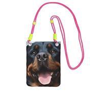 Custodia per telefono cellulare da donna, borsa a portafoglio con tracolla nera Rottweiler cani lingua testa borsa da viaggio, fucusia, taglia unica