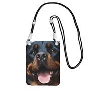Custodia per telefono cellulare da donna, borsa a portafoglio con tracolla nera Rottweiler cani lingua testa borsa da viaggio
