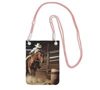 Custodia per telefono cellulare da donna, borsa a portafoglio con tracolla rosa American West Rodeo da viaggio