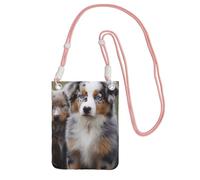 Custodia per telefono cellulare da donna, borsa a portafoglio con tracolla rosa pastore australiano