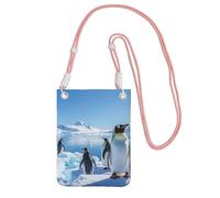 Custodia per telefono cellulare da donna, borsa a portafoglio con tracolla rosa pinguino antartide Ice Travel Pouch
