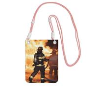 Custodia per telefono cellulare da donna, borsa a portafoglio con tracolla rosa pompiere Fiamma da viaggio