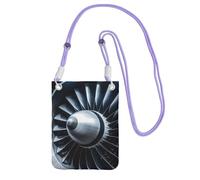 Custodia per telefono cellulare da donna, borsa a portafoglio con tracolla viola con motore a reazione