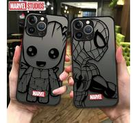 Custodia per telefono compatibile con Apple 11, 12, 13, 14, 16 Pro, 15 Pro Max, 16 Plus, XR, 12 mini, 13 mini, trasparente, con Marvel Groot, Spider-Man, Iron Man, Studio IPhone X/XS,iPhone 12,iPhone