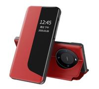 Custodia per telefono compatibile con Huawei Mate 60 Pro, custodia a portafoglio in pelle, vista trasparente, con supporto, custodia per telefono Smart Windows, custodia protettiva rigida antiurto per