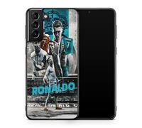 Custodia per telefono compatibile con Samsung Galaxy S21 FE - Cristiano Ronaldo - Momento di Gloria - Sublimazione HD - Silicone Nero - Cover in Folie