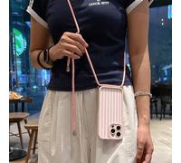 Custodia per telefono con cordino regolabile e tracolla, a righe verticali rosa vivace, custodia protettiva leggera e antiurto in TPU per telefoni Apple IPhone X/XS,iPhone 12,iPhone 12 Pro,iPhone 12 P