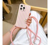 Custodia per telefono con cordino regolabile e tracolla, a righe verticali rosa vivace, custodia protettiva per telefono in TPU leggera e antiurto per telefoni Apple IPhone X/XS,iPhone 12,iPhone 12 Pr