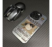 Custodia per telefono con decorazione a rilievo del manifesto ricercato di Monkey D. Luffy di One Piece, custodia protettiva trasparente per iPhone 17/17 Pro/17 Pro Max/17 Air/16/15/14/13/12/11/X, cus