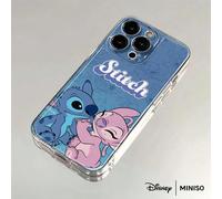 Custodia per telefono con design della coppia Stitch e Angel di Lilo & Stitch Disney, adatta per iPhone 17/17 Pro/17 Pro Max/17 Air/16/15/14/13/12/11/X, custodia per iPhone 17 Pro Max, custodia per iP