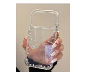 Custodia per telefono con elemento a stella minimalista, glitter elegante, design a fiocco e ala, compatibile con iPhone 17 Pro Max, 15 New, 14 Elegant, 16 Fashionable, 13, 15 Pro, anti-caduta, regalo