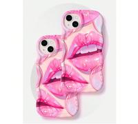 Custodia per telefono con elemento di labbra rosa alla moda, luminosa, ondulata e sexy, compatibile con iPhone 17/17Pro/17ProMax, Honor, Redmi Note, Moto, OPPO, versione internazionale, non la version